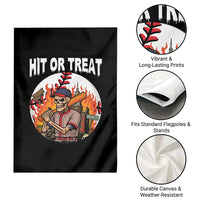 Funny Halloween Baseball Garden Flag Hit Or Treat Skeleton Player - Wonder Print Shop