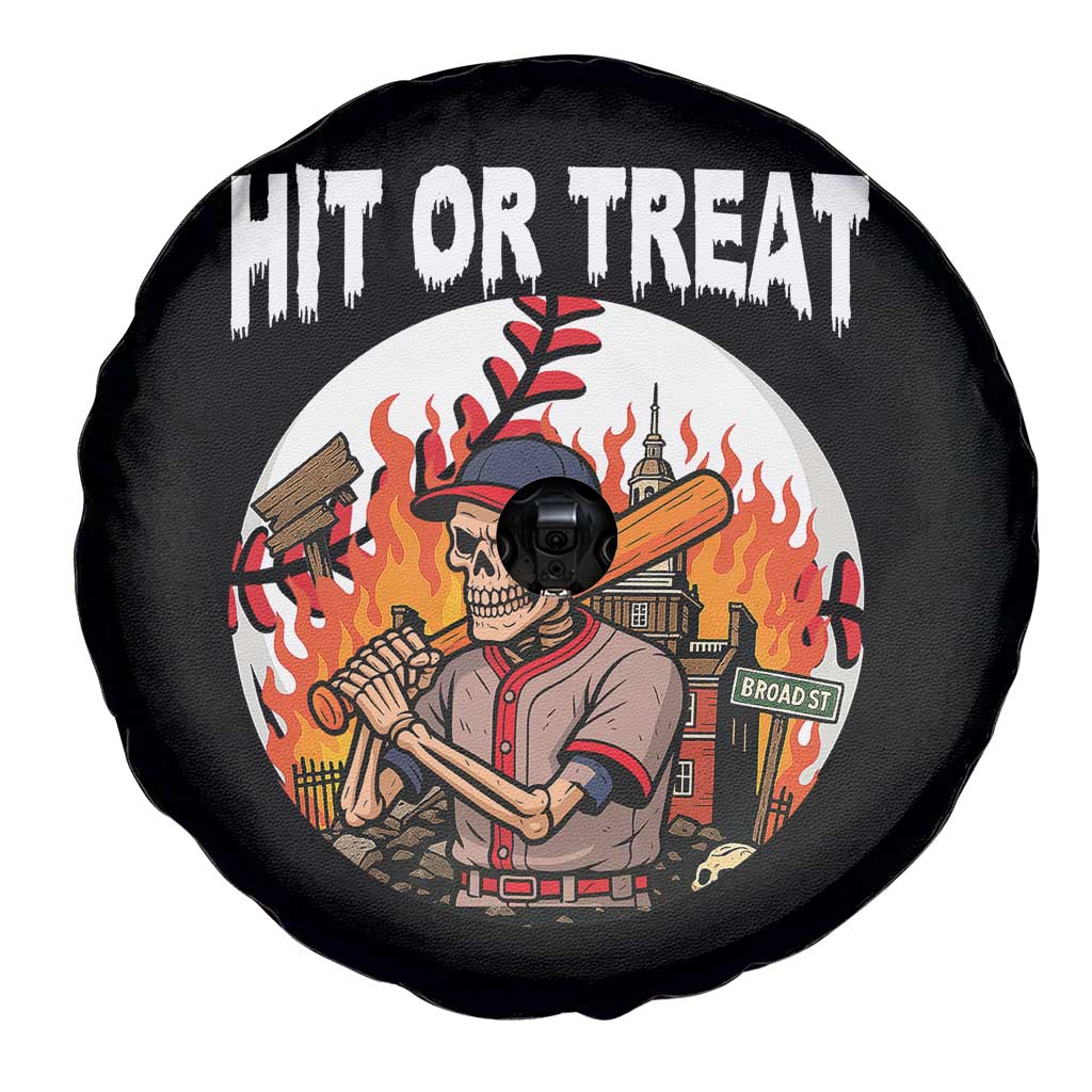 Funny Halloween Baseball Spare Tire Cover Hit Or Treat Skeleton Player - Wonder Print Shop