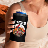 Funny Halloween Baseball 4 in 1 Can Cooler Tumbler Hit Or Treat Skeleton Player