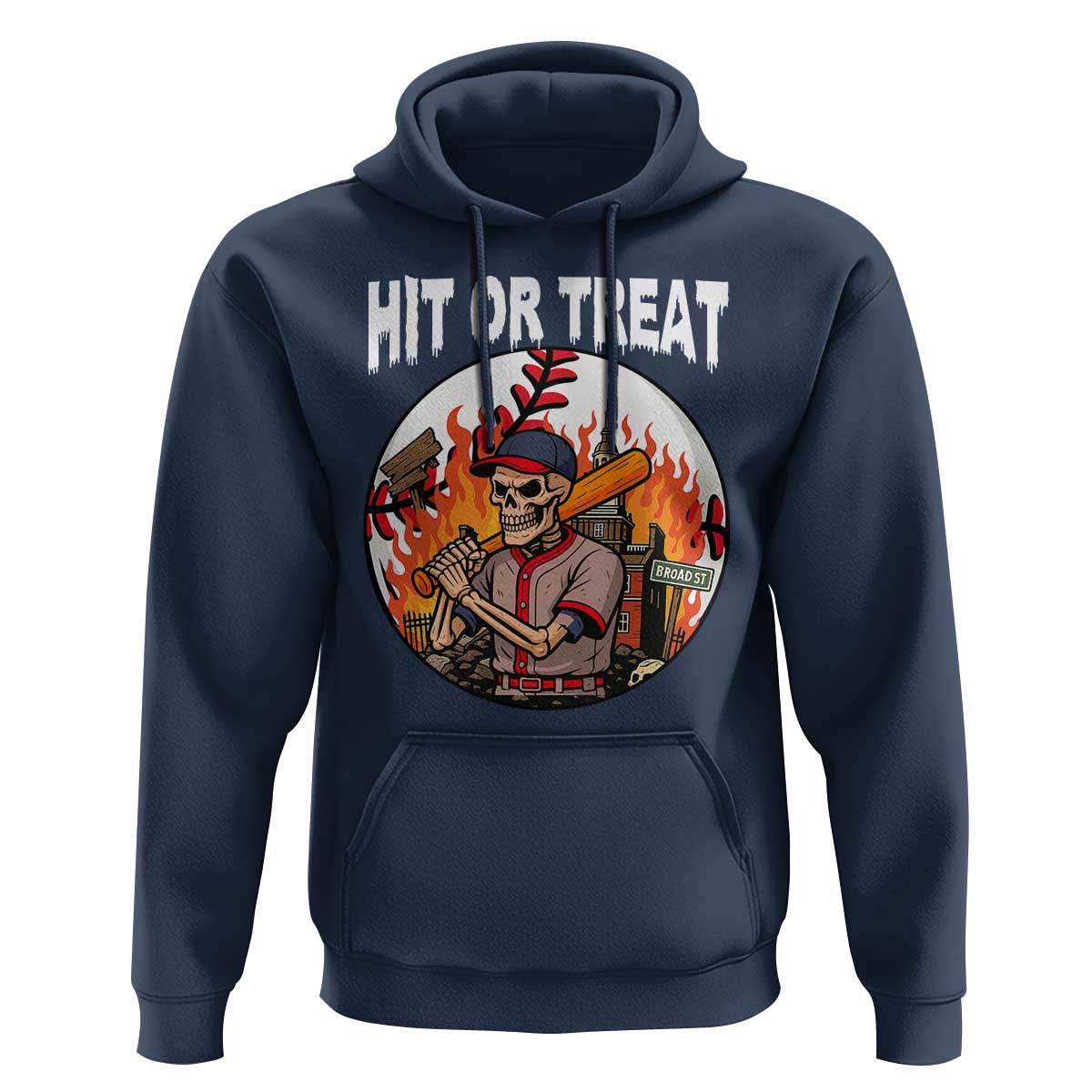 Funny Halloween Baseball Hoodie Hit Or Treat Skeleton Player - Wonder Print Shop