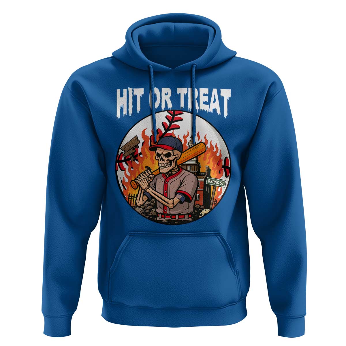 Funny Halloween Baseball Hoodie Hit Or Treat Skeleton Player - Wonder Print Shop