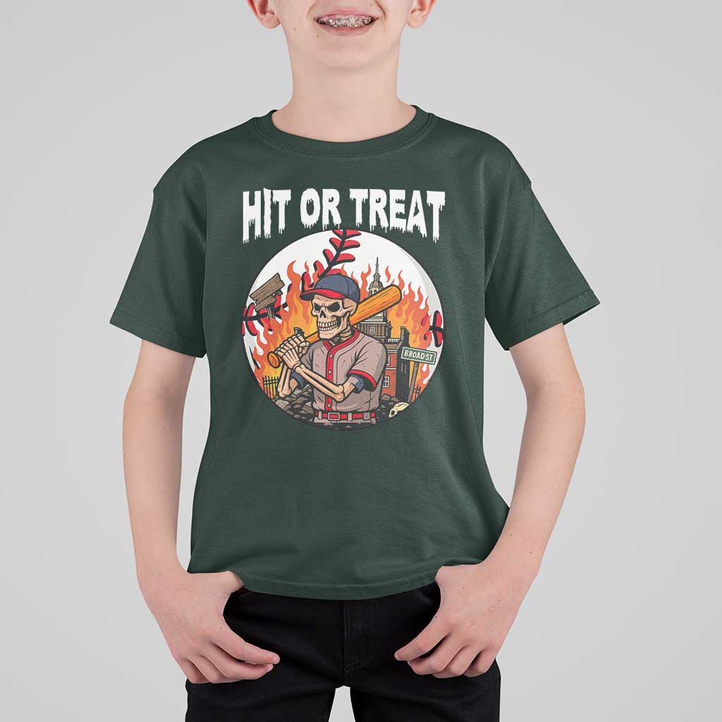 Funny Halloween Baseball T Shirt For Kid Hit Or Treat Skeleton Player - Wonder Print Shop