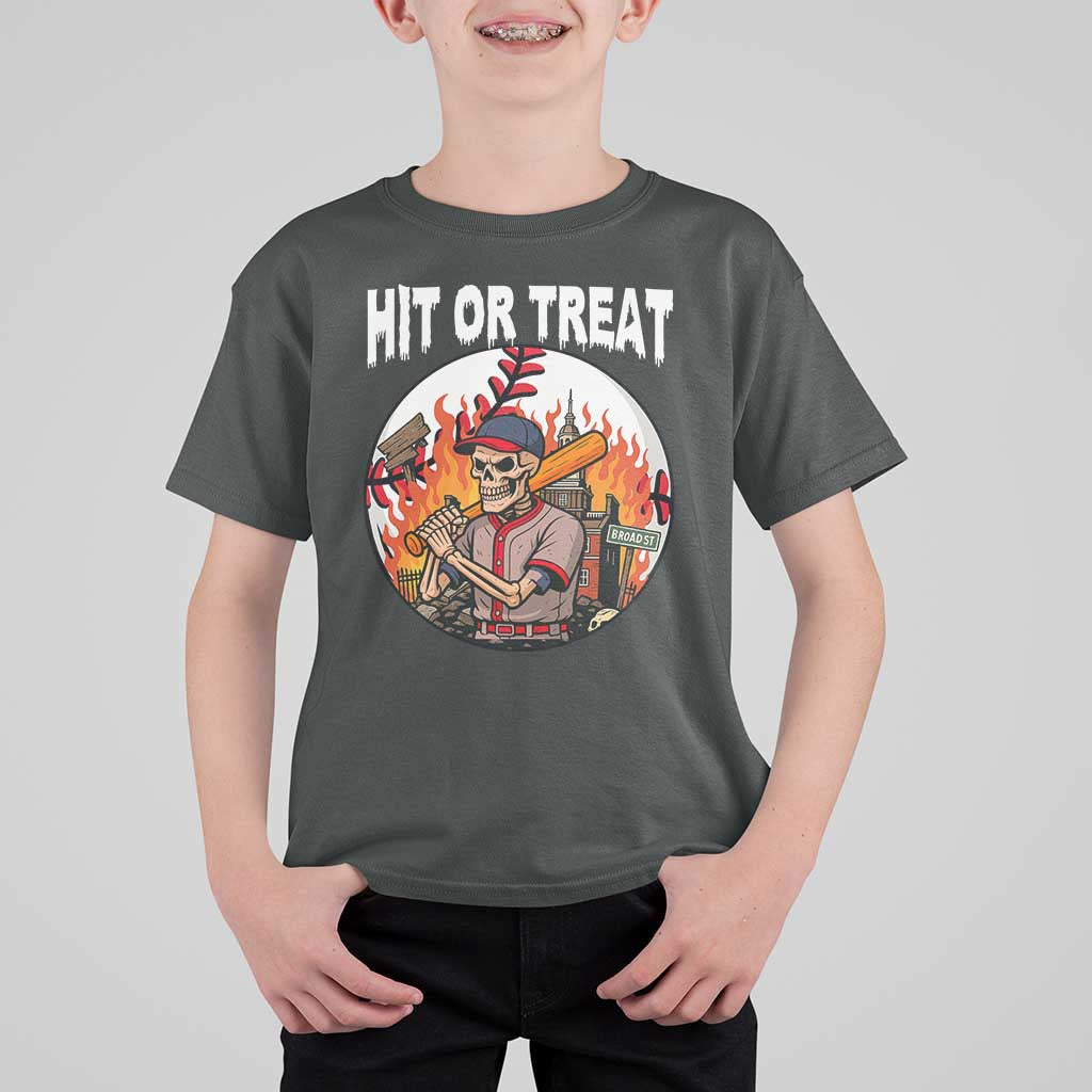 Funny Halloween Baseball T Shirt For Kid Hit Or Treat Skeleton Player - Wonder Print Shop