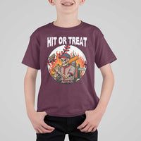 Funny Halloween Baseball T Shirt For Kid Hit Or Treat Skeleton Player - Wonder Print Shop