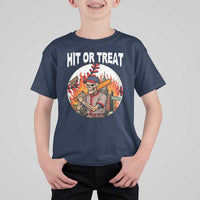 Funny Halloween Baseball T Shirt For Kid Hit Or Treat Skeleton Player - Wonder Print Shop