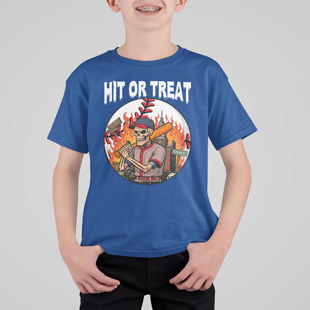 Funny Halloween Baseball T Shirt For Kid Hit Or Treat Skeleton Player - Wonder Print Shop
