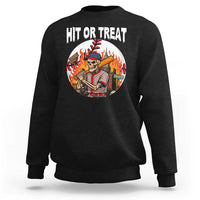 Funny Halloween Baseball Sweatshirt Hit Or Treat Skeleton Player - Wonder Print Shop