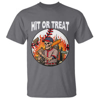 Funny Halloween Baseball T Shirt Hit Or Treat Skeleton Player - Wonder Print Shop