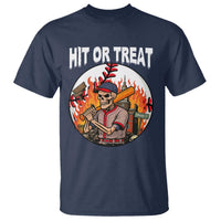 Funny Halloween Baseball T Shirt Hit Or Treat Skeleton Player - Wonder Print Shop