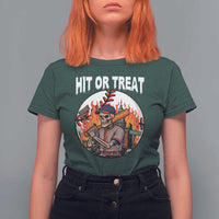 Funny Halloween Baseball T Shirt For Women Hit Or Treat Skeleton Player - Wonder Print Shop