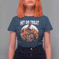 Funny Halloween Baseball T Shirt For Women Hit Or Treat Skeleton Player - Wonder Print Shop
