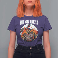 Funny Halloween Baseball T Shirt For Women Hit Or Treat Skeleton Player - Wonder Print Shop
