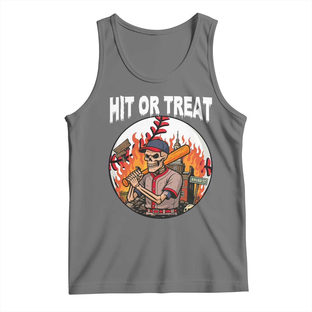 Funny Halloween Baseball Tank Top Hit Or Treat Skeleton Player - Wonder Print Shop