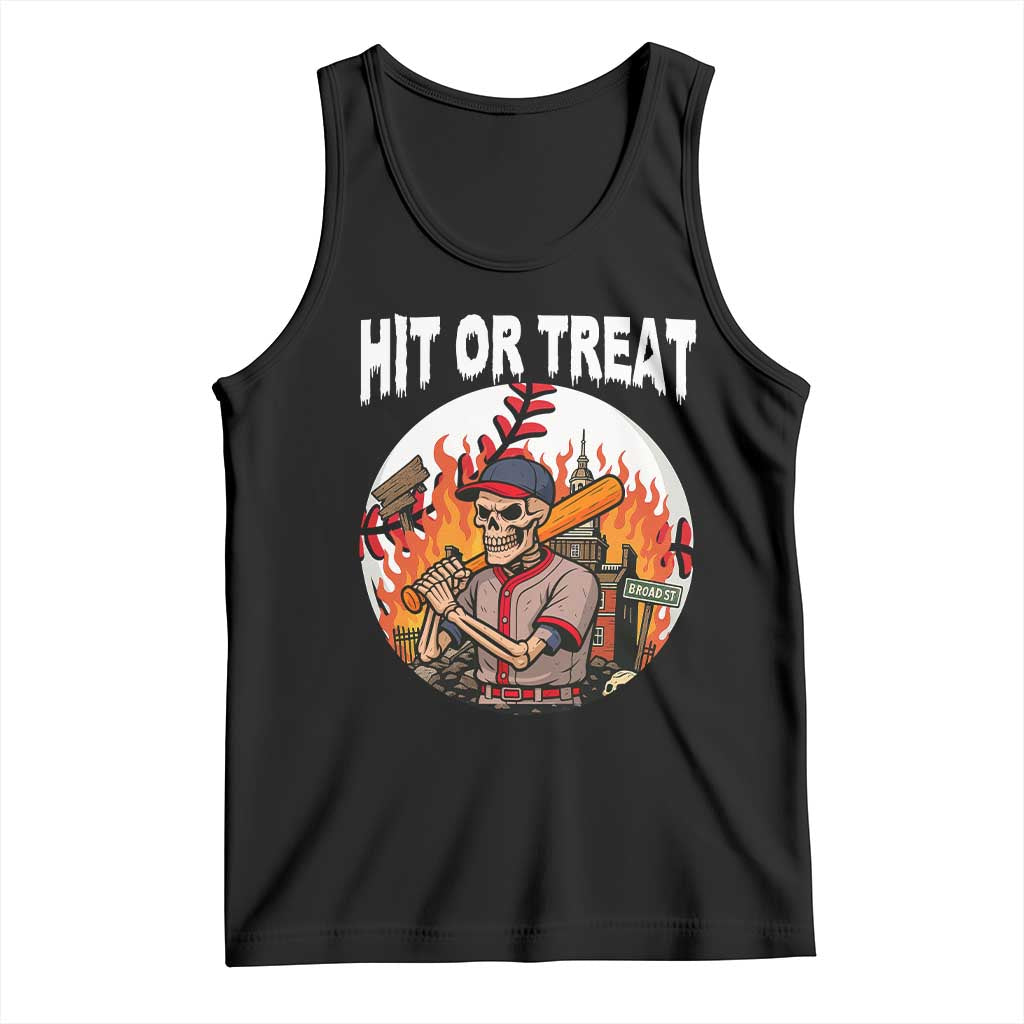 Funny Halloween Baseball Tank Top Hit Or Treat Skeleton Player - Wonder Print Shop