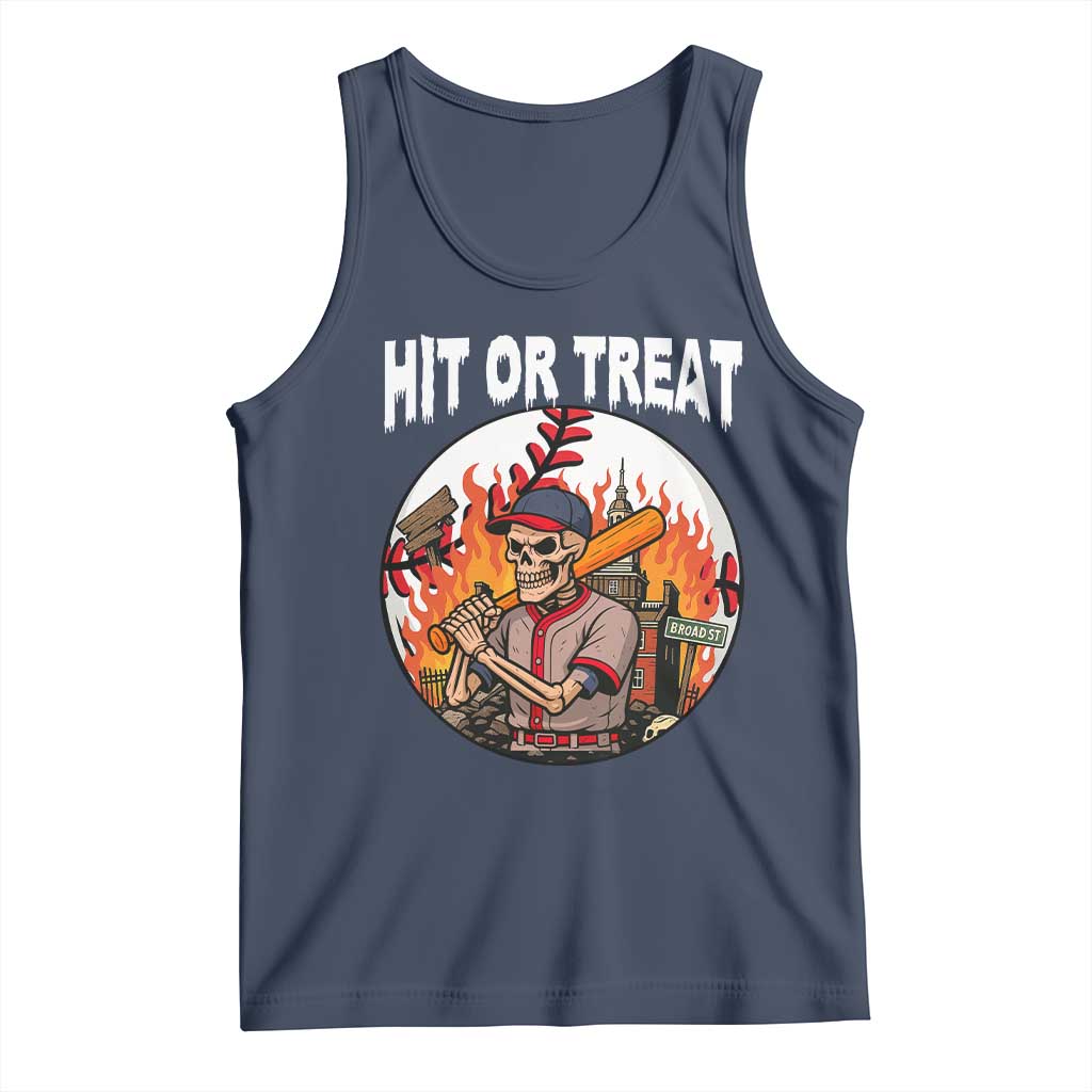 Funny Halloween Baseball Tank Top Hit Or Treat Skeleton Player - Wonder Print Shop