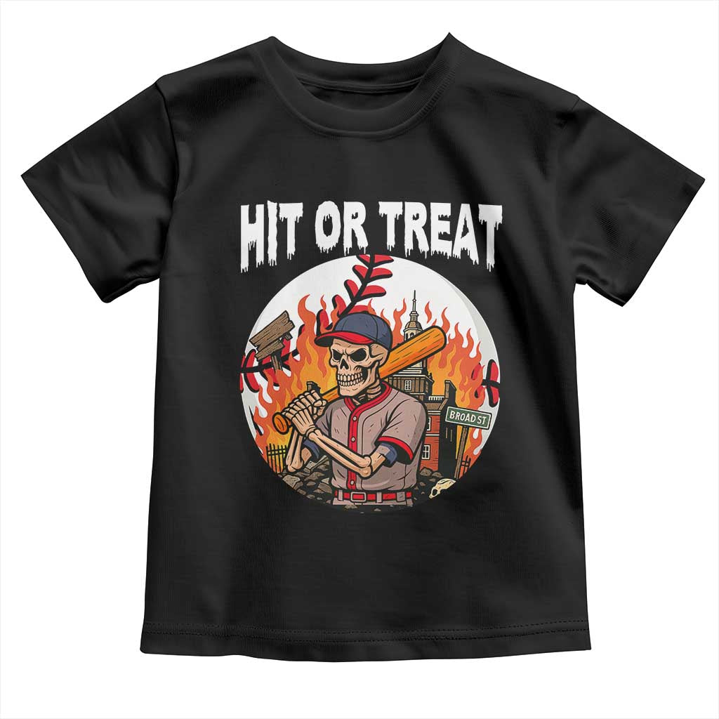 Funny Halloween Baseball Toddler T Shirt Hit Or Treat Skeleton Player - Wonder Print Shop