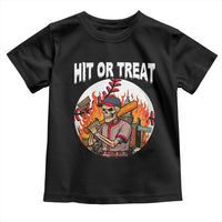 Funny Halloween Baseball Toddler T Shirt Hit Or Treat Skeleton Player - Wonder Print Shop
