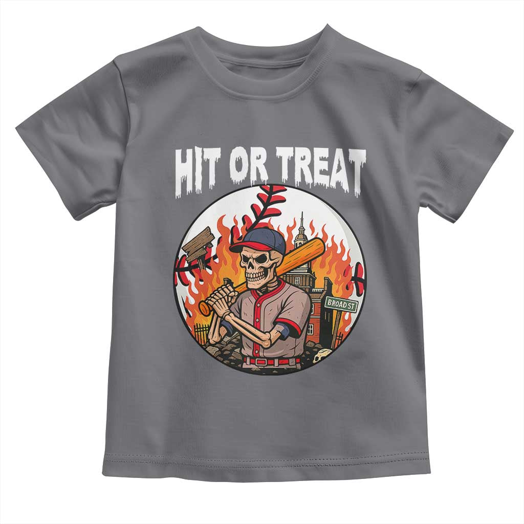 Funny Halloween Baseball Toddler T Shirt Hit Or Treat Skeleton Player - Wonder Print Shop