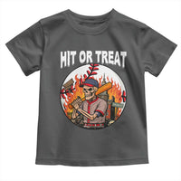 Funny Halloween Baseball Toddler T Shirt Hit Or Treat Skeleton Player - Wonder Print Shop