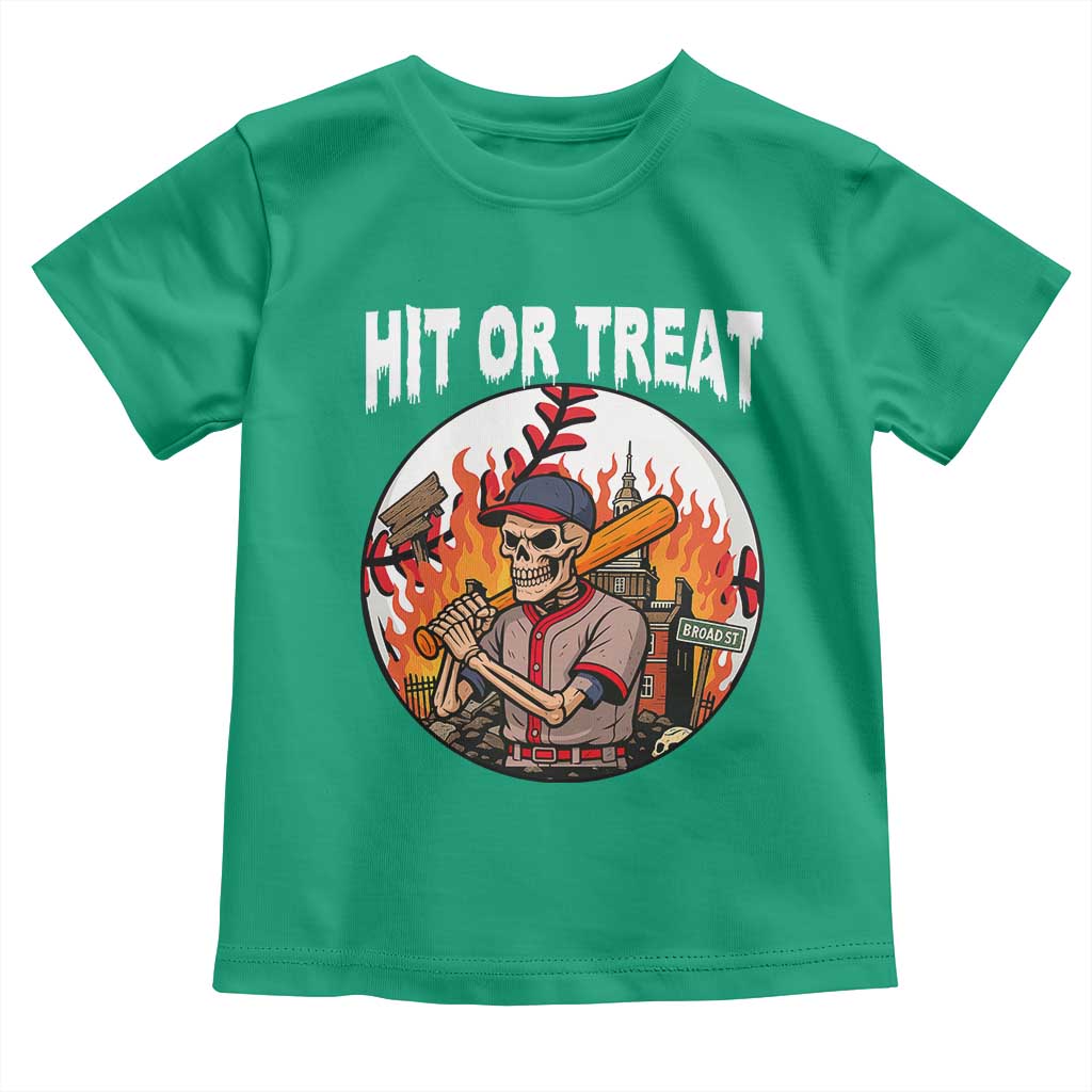 Funny Halloween Baseball Toddler T Shirt Hit Or Treat Skeleton Player - Wonder Print Shop