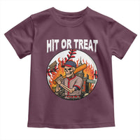 Funny Halloween Baseball Toddler T Shirt Hit Or Treat Skeleton Player - Wonder Print Shop
