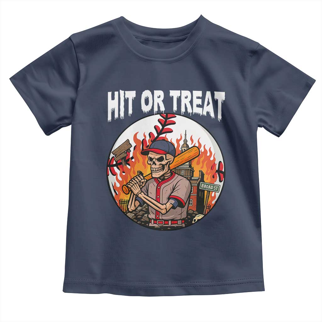 Funny Halloween Baseball Toddler T Shirt Hit Or Treat Skeleton Player - Wonder Print Shop