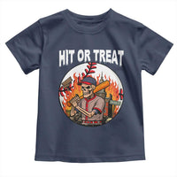Funny Halloween Baseball Toddler T Shirt Hit Or Treat Skeleton Player - Wonder Print Shop