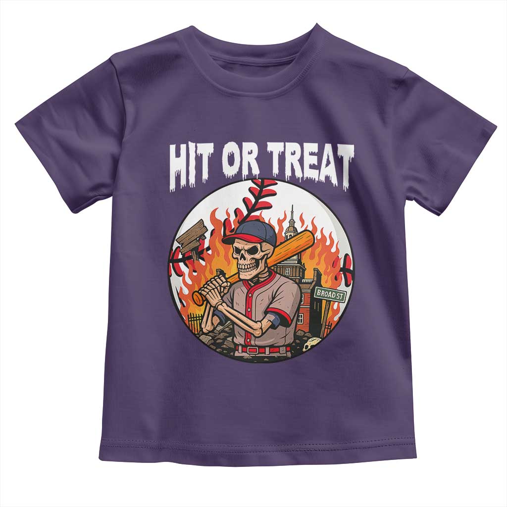 Funny Halloween Baseball Toddler T Shirt Hit Or Treat Skeleton Player - Wonder Print Shop