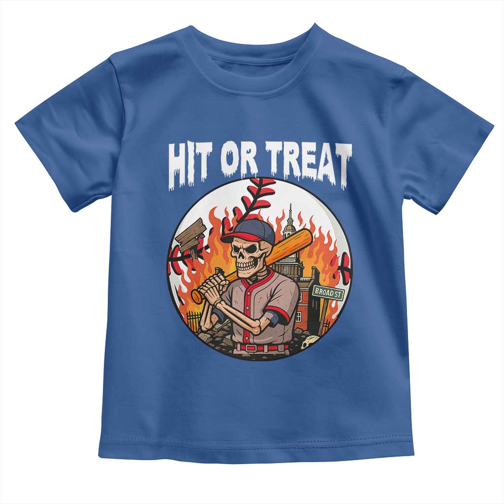 Funny Halloween Baseball Toddler T Shirt Hit Or Treat Skeleton Player - Wonder Print Shop