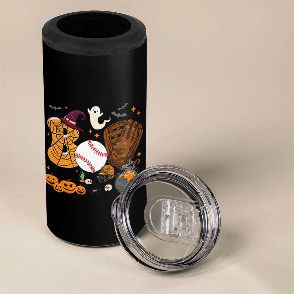 Halloween Baseball 4 in 1 Can Cooler Tumbler Funny Boo Player Gift For Catcher