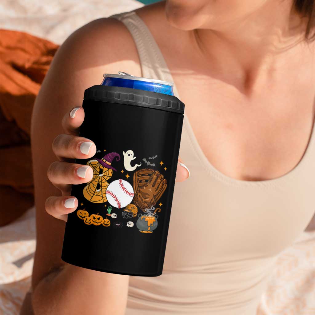 Halloween Baseball 4 in 1 Can Cooler Tumbler Funny Boo Player Gift For Catcher