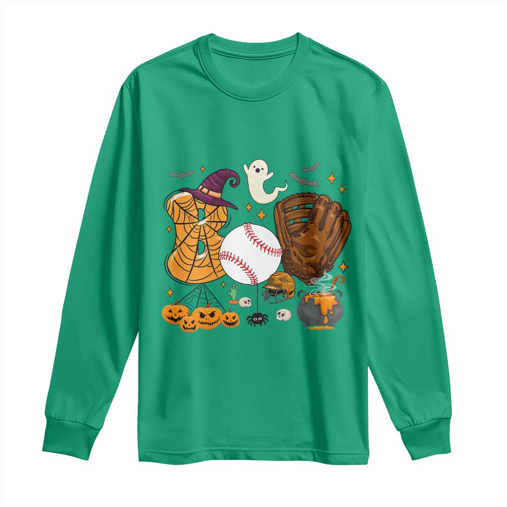 Halloween Baseball Long Sleeve Shirt Funny Boo Player Gift For Catcher - Wonder Print Shop