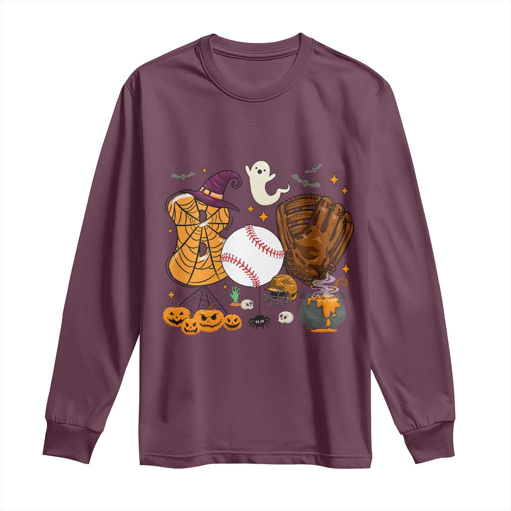 Halloween Baseball Long Sleeve Shirt Funny Boo Player Gift For Catcher - Wonder Print Shop