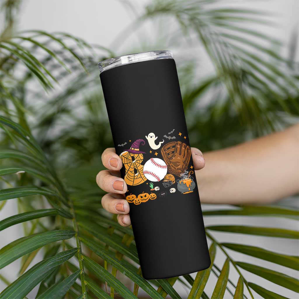 Halloween Baseball Skinny Tumbler Funny Boo Player Gift For Catcher