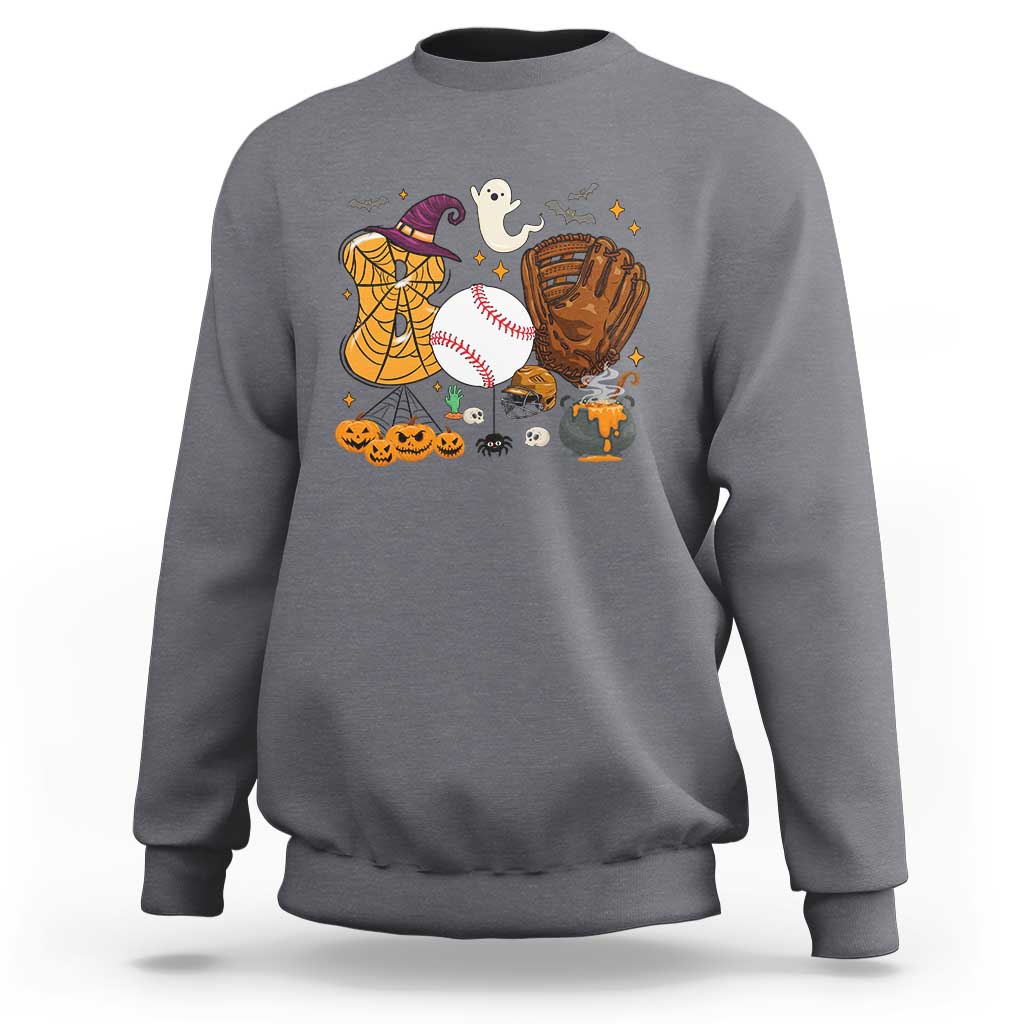 Halloween Baseball Sweatshirt Funny Boo Player Gift For Catcher - Wonder Print Shop