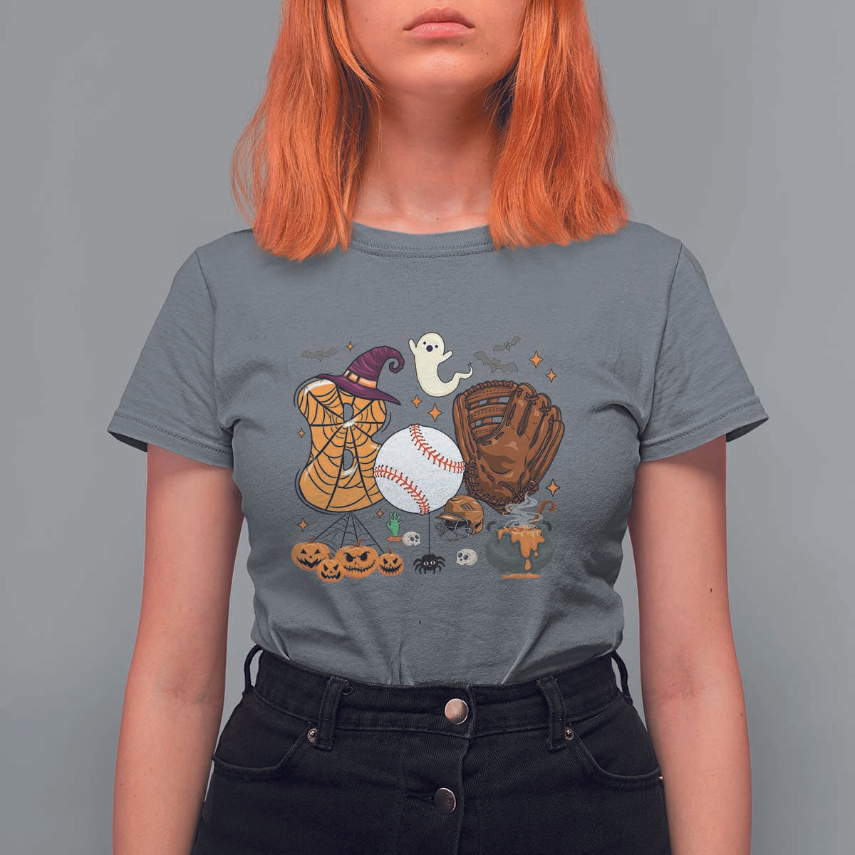 Halloween Baseball T Shirt For Women Funny Boo Player Gift For Catcher - Wonder Print Shop