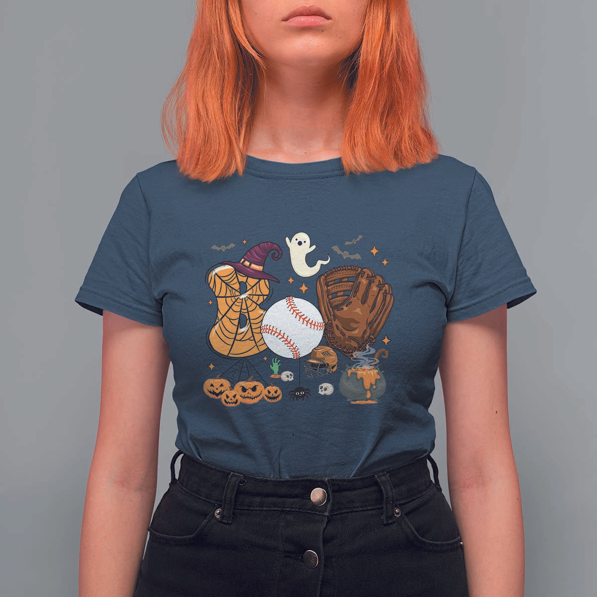 Halloween Baseball T Shirt For Women Funny Boo Player Gift For Catcher - Wonder Print Shop