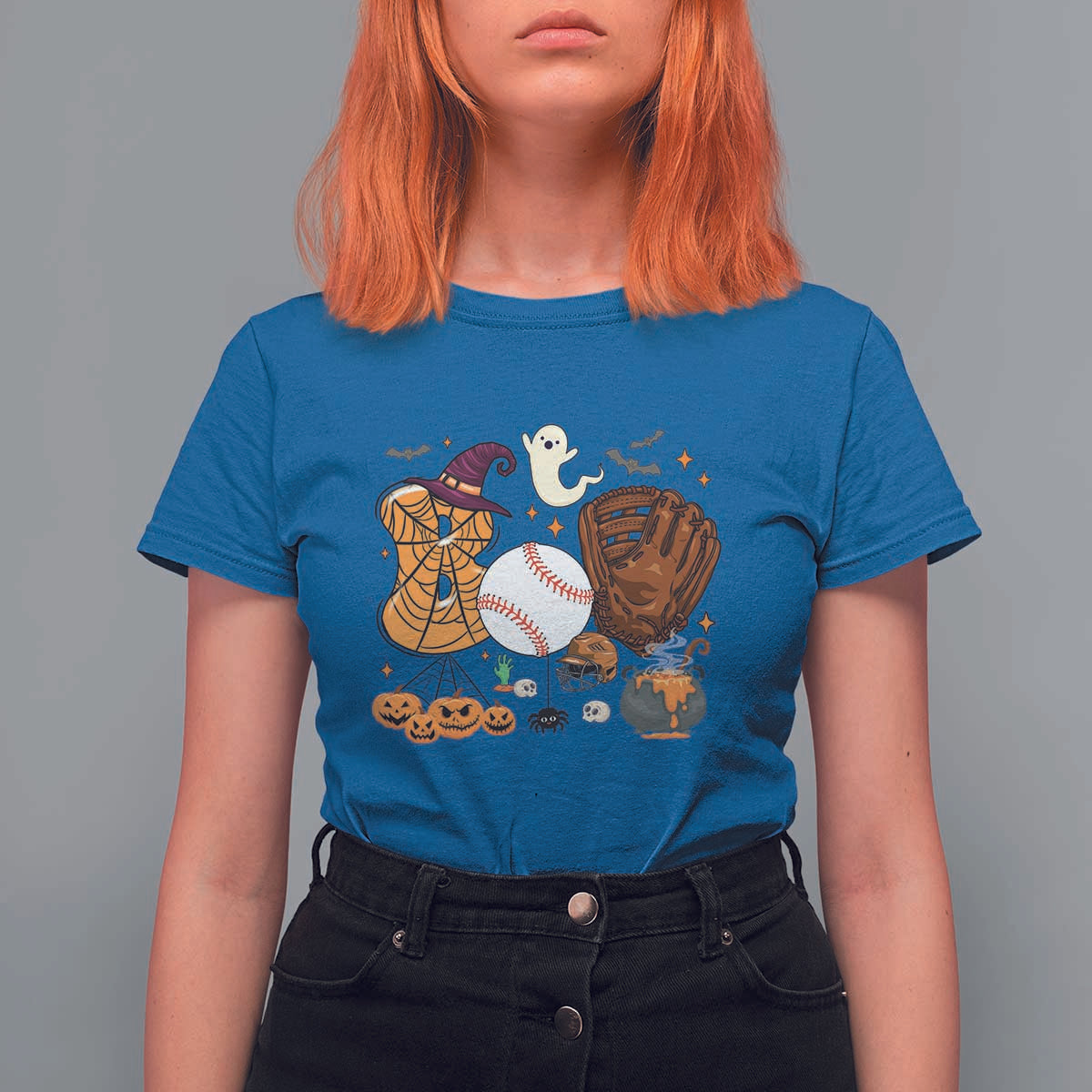Halloween Baseball T Shirt For Women Funny Boo Player Gift For Catcher - Wonder Print Shop