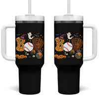Halloween Baseball Tumbler With Handle Funny Boo Player Gift For Catcher