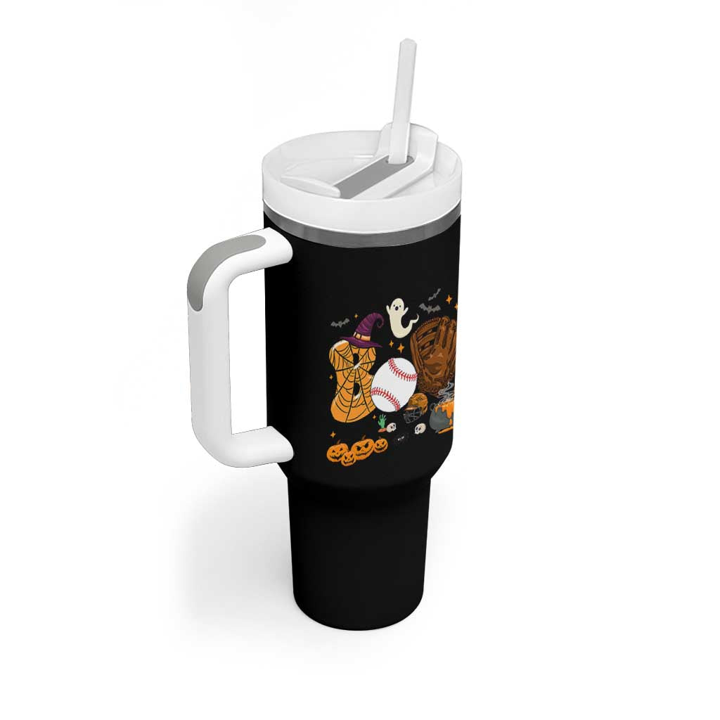 Halloween Baseball Tumbler With Handle Funny Boo Player Gift For Catcher