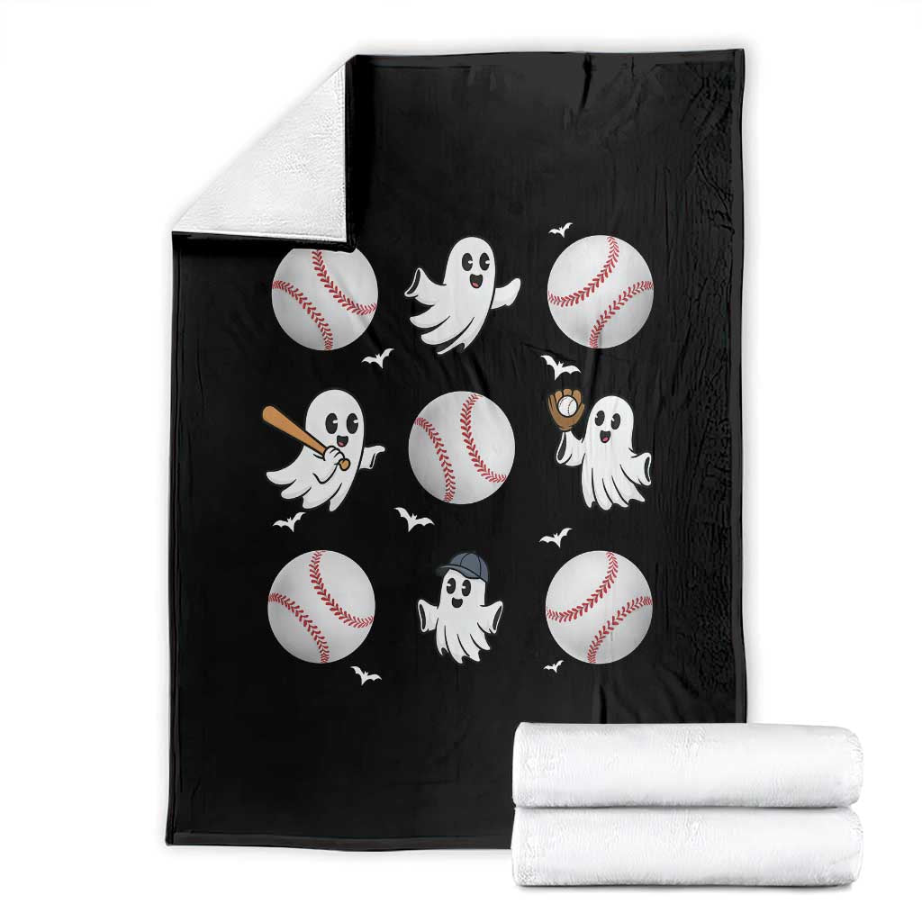 Halloween Baseball Throw Blanket Cute Ghost Playing Ball Gift - Wonder Print Shop