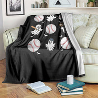 Halloween Baseball Throw Blanket Cute Ghost Playing Ball Gift - Wonder Print Shop
