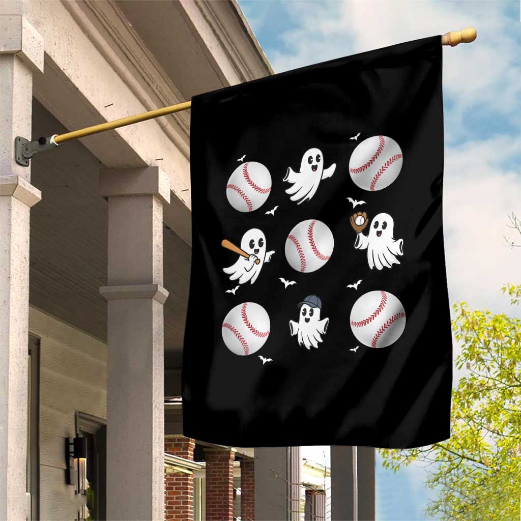 Halloween Baseball Garden Flag Cute Ghost Playing Ball Gift - Wonder Print Shop