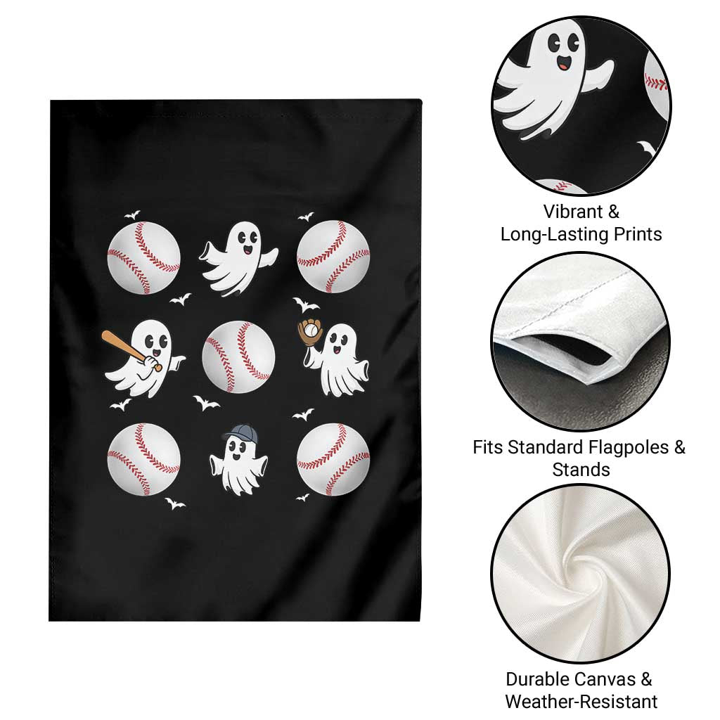 Halloween Baseball Garden Flag Cute Ghost Playing Ball Gift - Wonder Print Shop