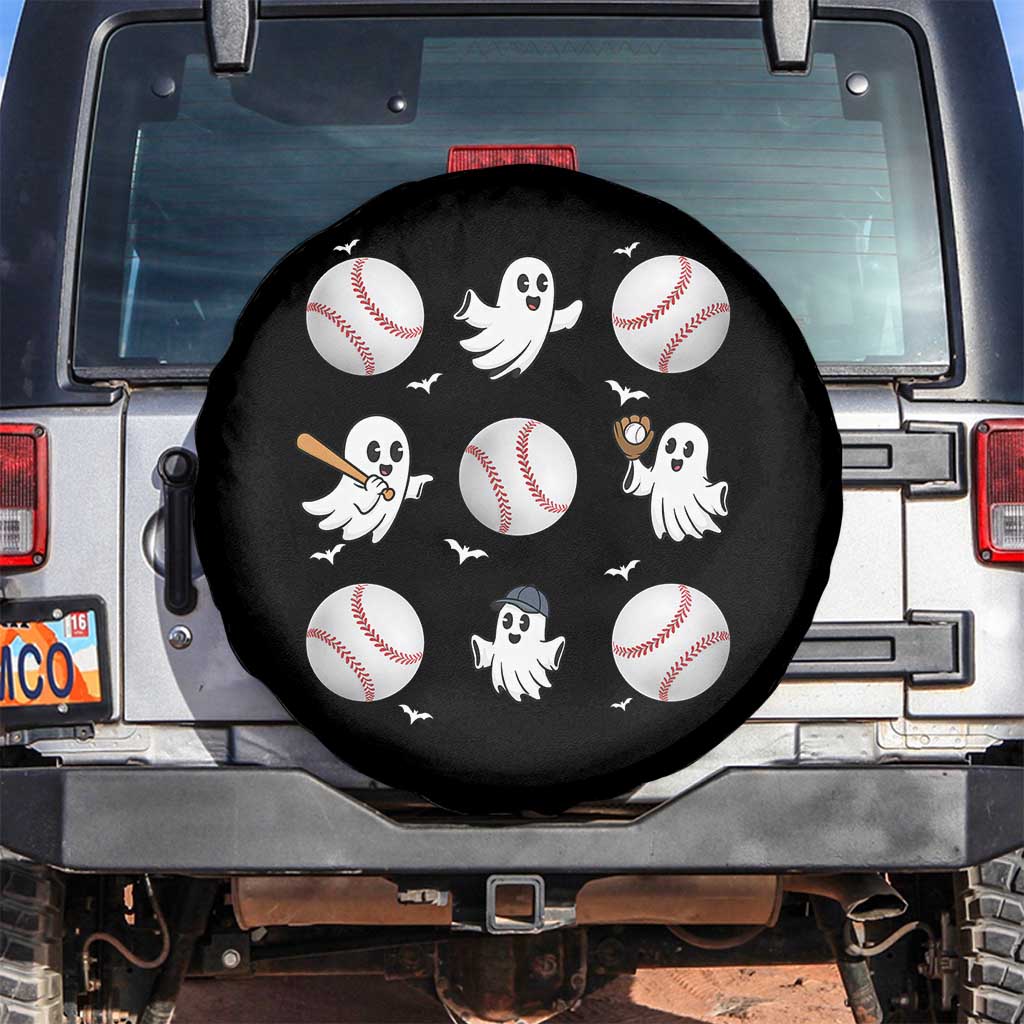Halloween Baseball Spare Tire Cover Cute Ghost Playing Ball Gift - Wonder Print Shop