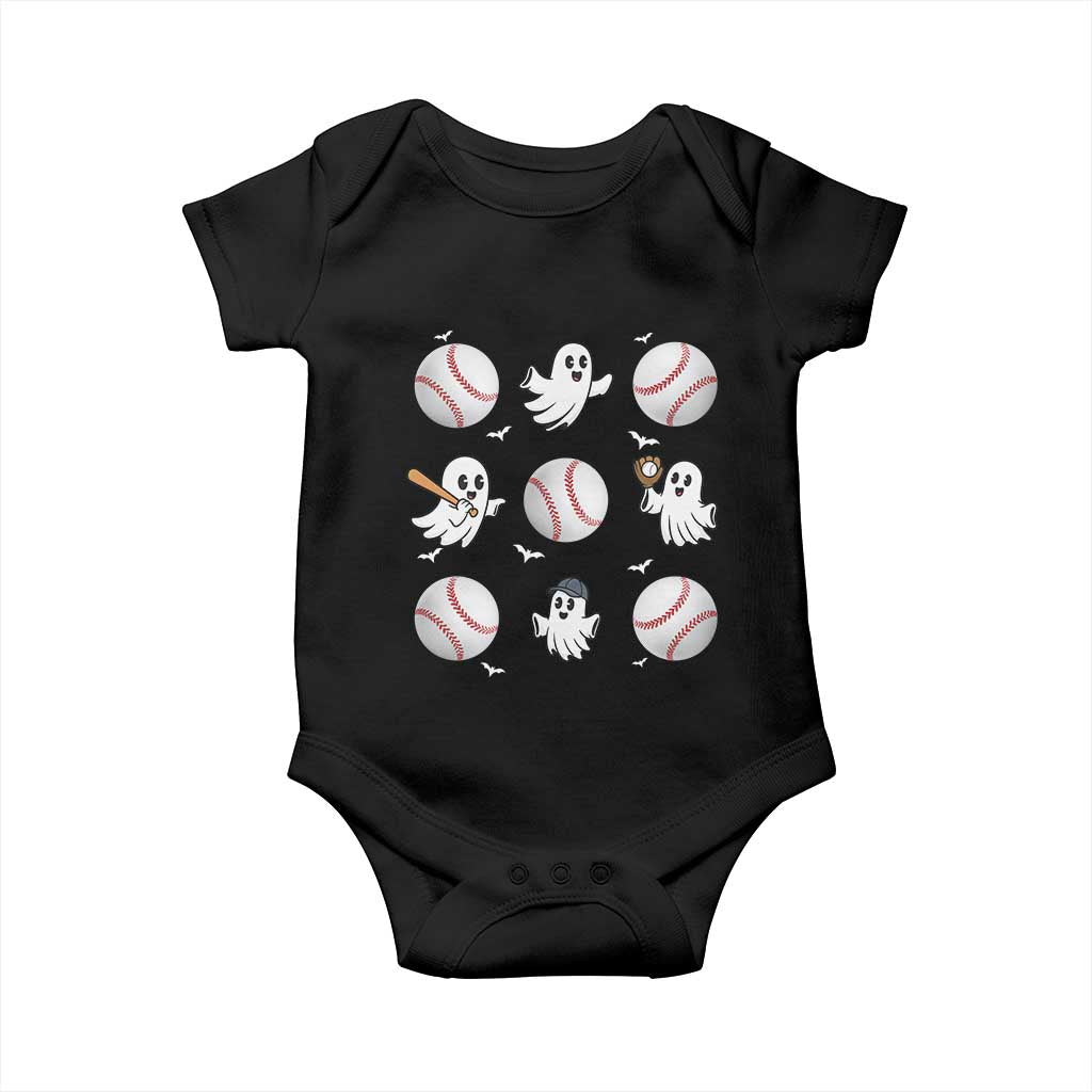 Halloween Baseball Baby Onesie Cute Ghost Playing Ball Gift - Wonder Print Shop