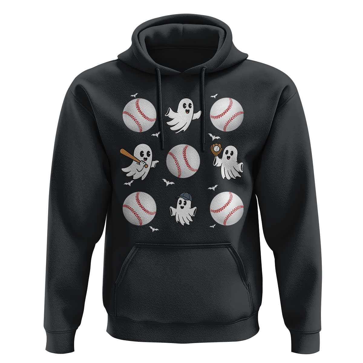 Halloween Baseball Hoodie Cute Ghost Playing Ball Gift - Wonder Print Shop