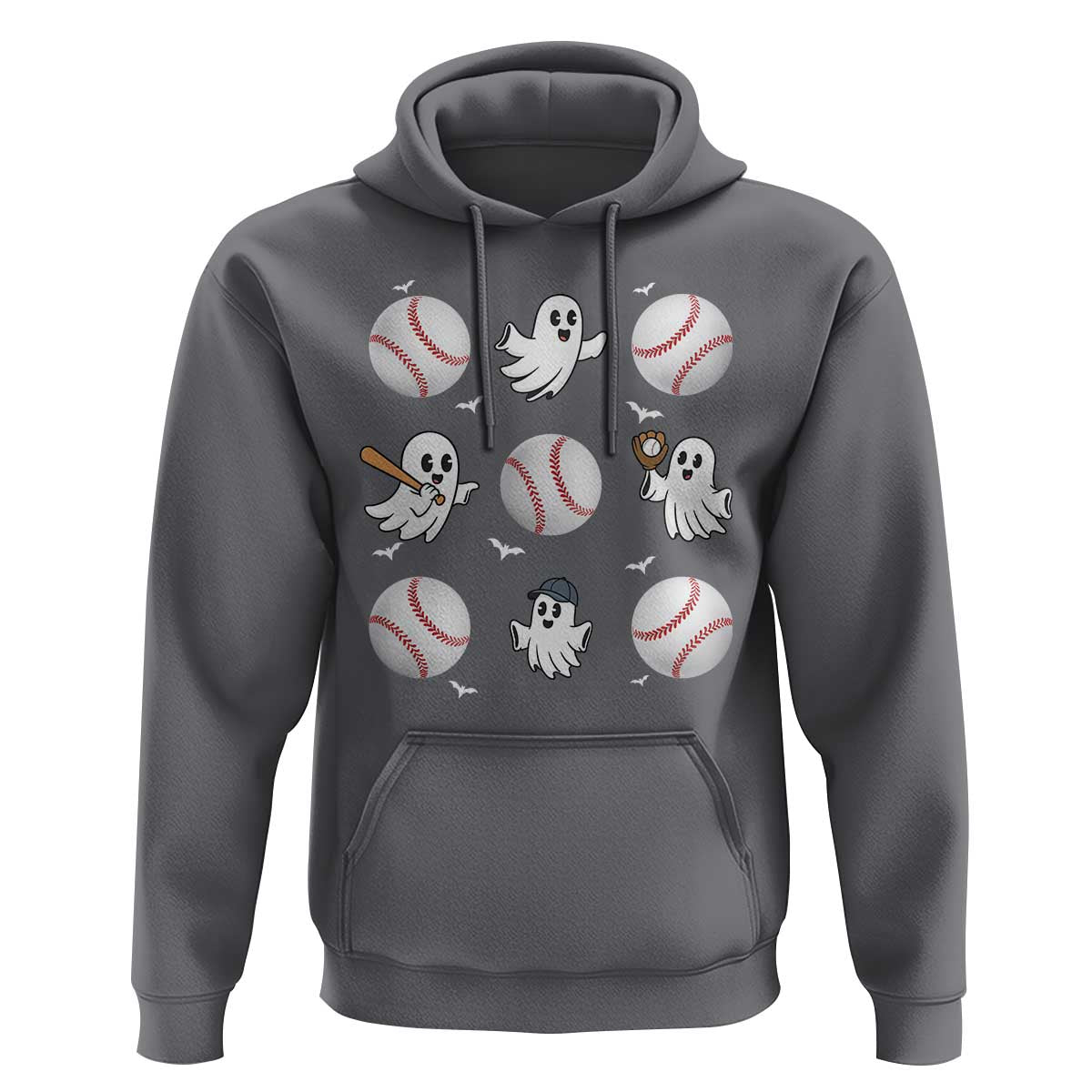 Halloween Baseball Hoodie Cute Ghost Playing Ball Gift - Wonder Print Shop