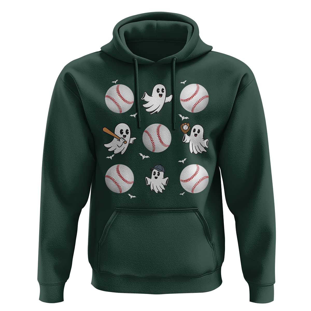 Halloween Baseball Hoodie Cute Ghost Playing Ball Gift - Wonder Print Shop