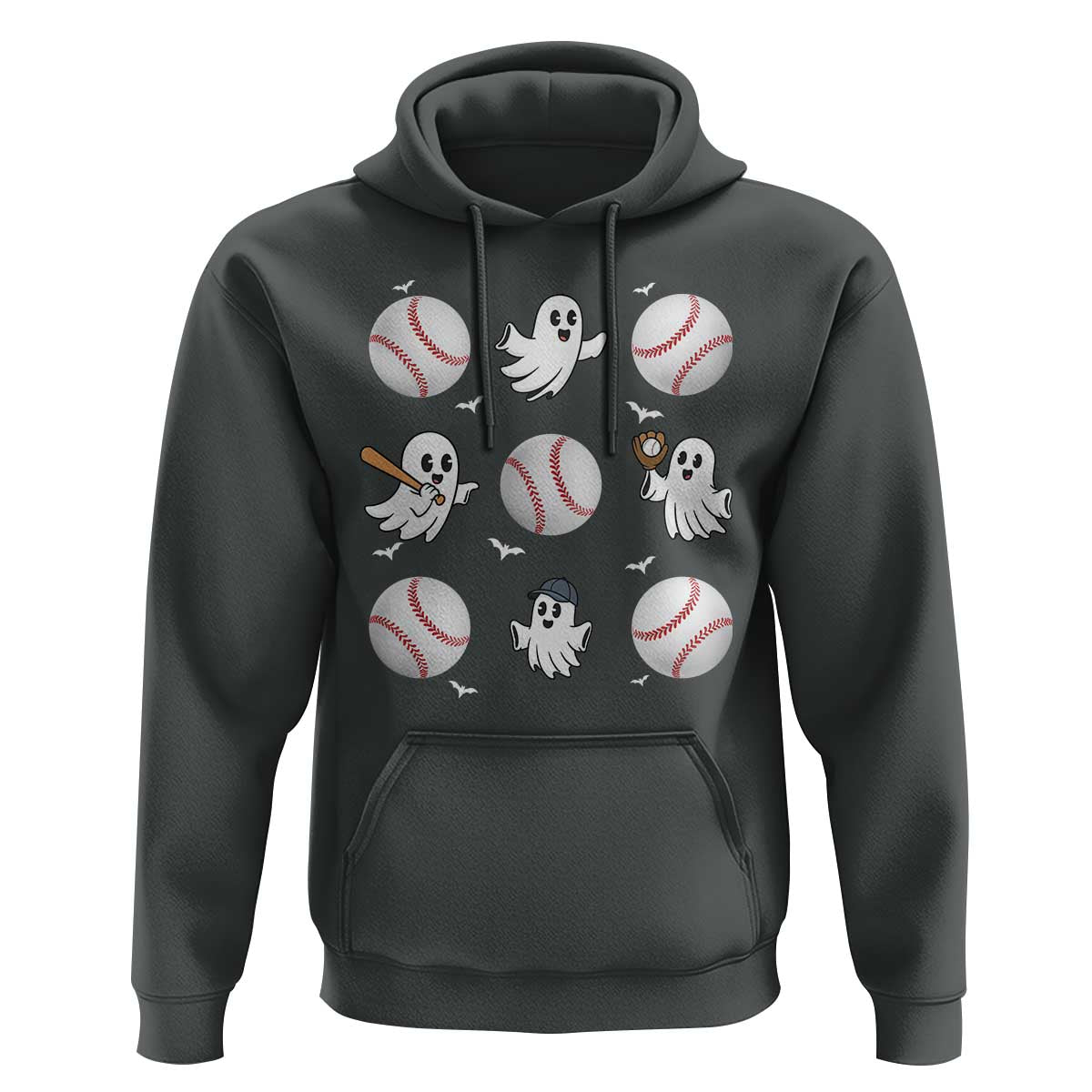 Halloween Baseball Hoodie Cute Ghost Playing Ball Gift - Wonder Print Shop